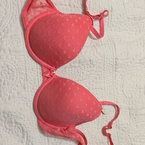 Aerie Dark Pink Heart Pattern Bra